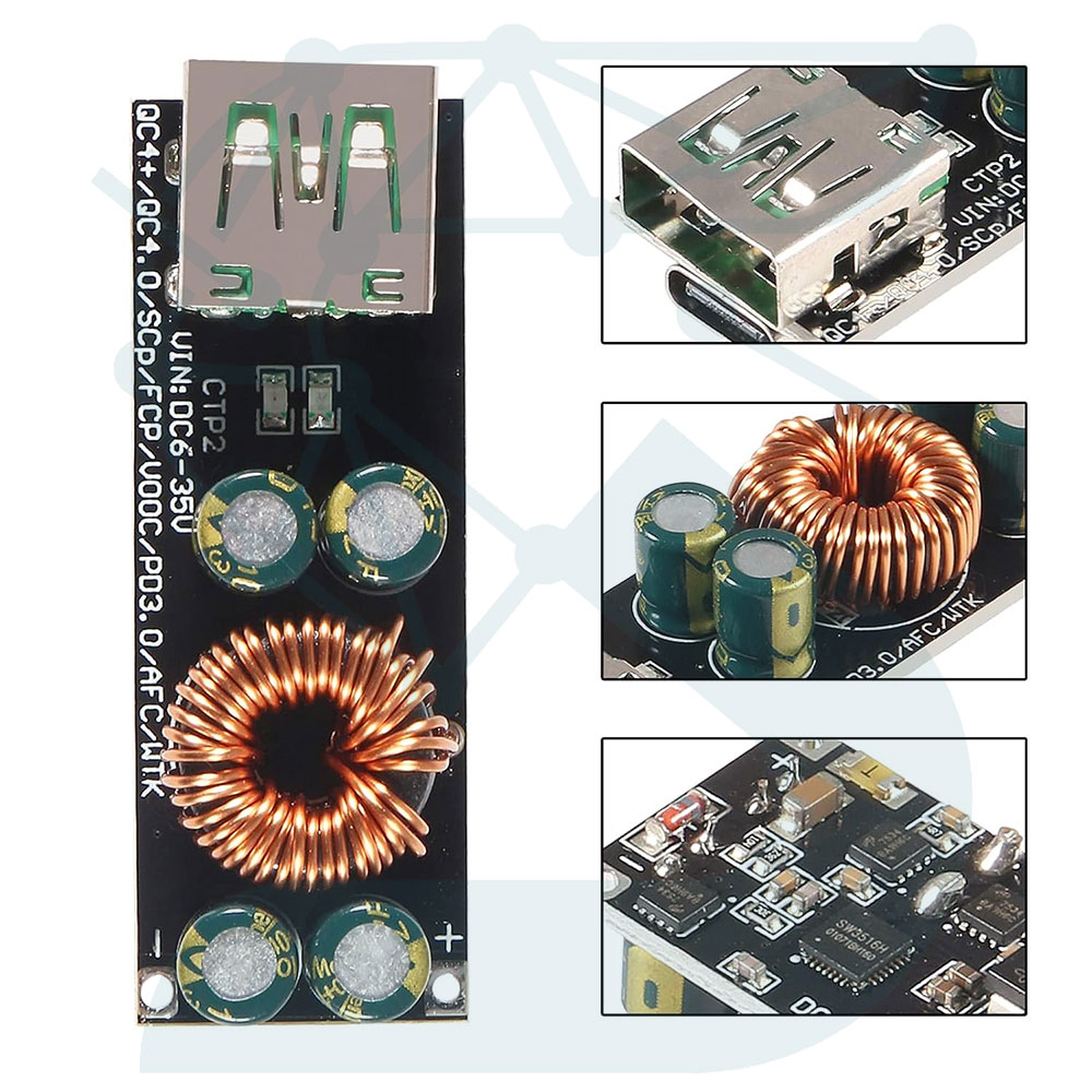 ماژول فست شارژ QC4 با توان 60W و خروجی USB و TypeC