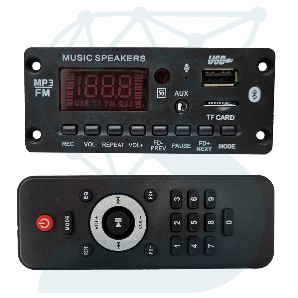 ماژول MP3 PLAYER با امپلی فایر دو کانال 25W مدل G010